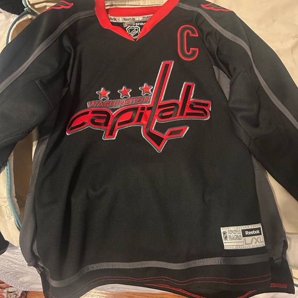 Reebok Tops - Ovechkin Washington Capitals Black Hockey Jersey